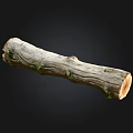 Natural Stone and Wood Log Featuring Textured Surface and Knots on Black Background
