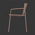 Modern Minimalist Pink Leisure Chair With Armrests And Metal Frame Design