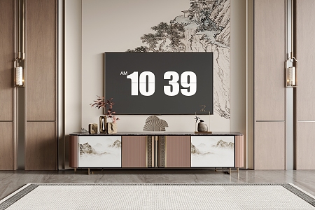 New Chinese TV Cabinet TV Wall Lamp 3d model