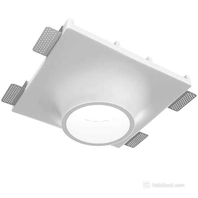 White Square Design Ceiling Light With Circular Opening And Gridded Mounting Brackets 3d model