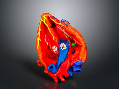 Detailed Anatomical Model of Human Heart Organ with Fine Hair Structures 3d model