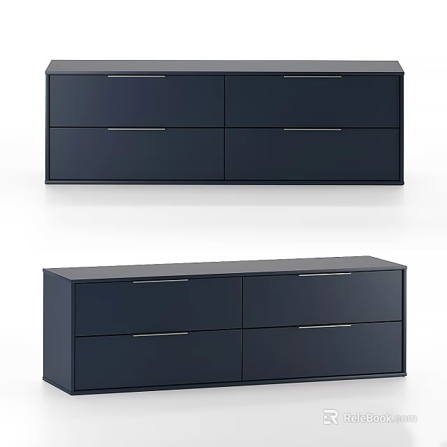 Modern Black Storage Cabinet With Multiple Drawers For Home Organization 3d model 