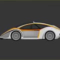 Futuristic Concept Car With Streamlined Yellow White Body And Transparent Roof Design