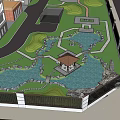 Beautiful Garden Landscape With Ponds Pavilion Green Plants Colorful Flowers And Pathways