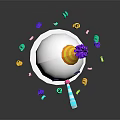 Game Movie Ghost Character Wearing Yellow Party Hat With Colorful Decorations Smiling Blush