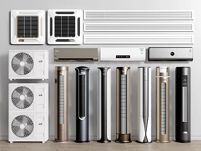 Stylish Modern Air Conditioners And Fans With Wall Mounted Floor Standing And Tower Models 3d model