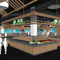 Supermarket Vegetable Section With Shoppers Wooden Stalls And Fresh Produce Display Bright Interior