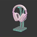Elegant White Wireless Headphones with RGB Illuminated Stand Modern Display Setup