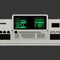 Vintage Electronic Console With Green Screen Display Keyboard And Control Panel 3d model