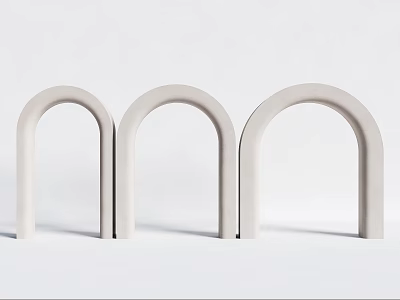 Three White Arched Minimalist Decorative Structures For Modern Home Decor 3d model