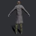 Zombie Game Movie Character With Tattered Skin Long Coat And Yellow Shirt