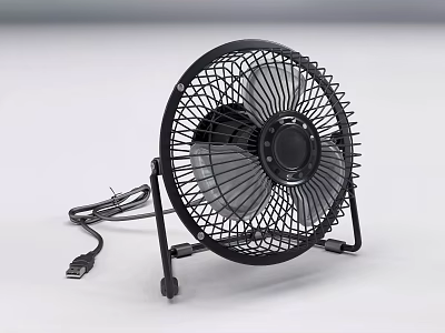 Black USB Desktop Fan With Metal Grill And Portable Design For Home Office Use 3d model