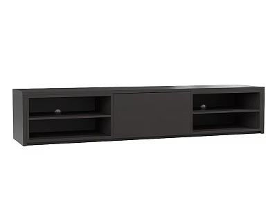 Black Modern TV Stand with Storage Shelves and Drawers Sleek Design 3d model