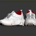 White Lace Up Casual Sneakers With Red Lining And Modern Design For Everyday Wear