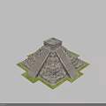 Cartoon Scene Of Ancient Pyramid With Stone Steps Leading To Top Temple