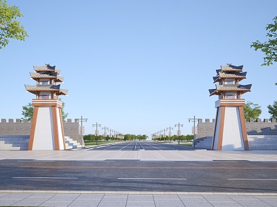 New Chinese Style Tower Gate Entrance Building 3d model