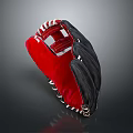 Black And Red Leather Baseball Glove With Stitched Design For Daily Use