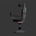 Metallic Adjustable Seat with Orange Armrests Control Levers and Hexagonal Base 3d model