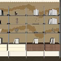 Modern Metal Frame Multilayer Storage Shelving Unit With Books Decorations And Wooden Drawers