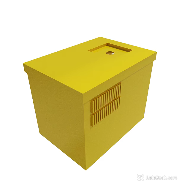 Sturdy Yellow Industrial Storage Box With Top Opening And Ventilation Grilles 3d model 