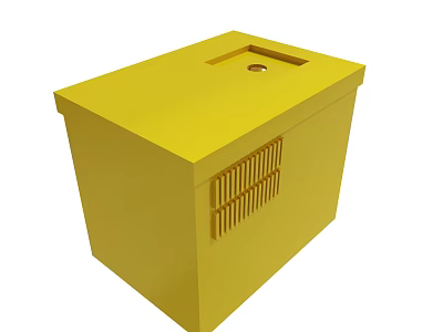 Sturdy Yellow Industrial Storage Box With Top Opening And Ventilation Grilles 3d model