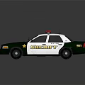 Green And White Sheriff Police Car With Red Blue Emergency Lights