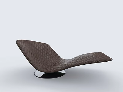 Brown Lazy Sofa With Diamond Quilted Pattern And Black Round Metal Base Modern Minimalist Design 3d model