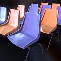 Colorful Outdoor Chairs with Blue and Orange Modern Minimalist Design and Metal Frames