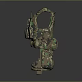 Game Movie Character Wearing Tactical Vest Camouflage Design Multiple Pockets And Gear Accessories