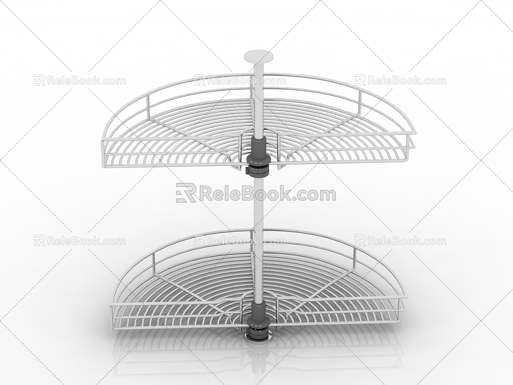 Modern embedded pull basket double turntable basket 3d model