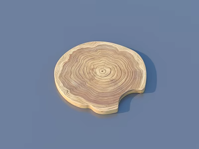 Wooden Circular Home Coaster with Tree Ring Texture and Notched Edge Design 3d model