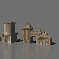 European Architecture Models With Classical Domes Towers And Arches Design