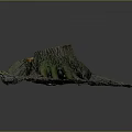 Natural Wooden Stump with Cut Section and Moss Covered Stone Base Texture