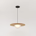 Modern Pendant Light With Brown Circular Shade Black Base And White Globe Bulb 3d model