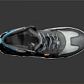 Stylish High Top Sneakers With Black Gray Blue Color Block Design And White Rubber Sole