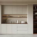 Modern Storage Cabinet Interior With White Cabinets Drawers Open Shelves And Decorative Items