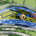 Residential Landscape With Pet Play Area White Picket Fence Blue Ground And Paw Prints