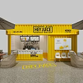 HEY JUICE Yellow Container Style Outdoor Milk Tea Shop With Tables Chairs And Umbrellas