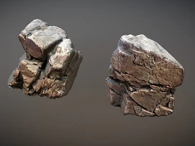 Two Natural Rough Textured Stone Blocks With Decorative Building Material Features 3d model