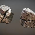 Two Natural Rough Textured Stone Blocks With Decorative Building Material Features