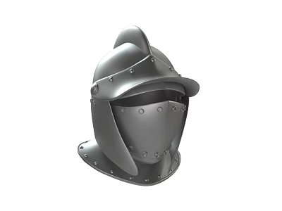 Medieval Knight Helmet With Metal Construction Riveted Details And Face Guard 3d model