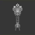Metallic Warship Model Featuring Intricate Mechanical Structure Turret Details And Reflective Surface 3d model