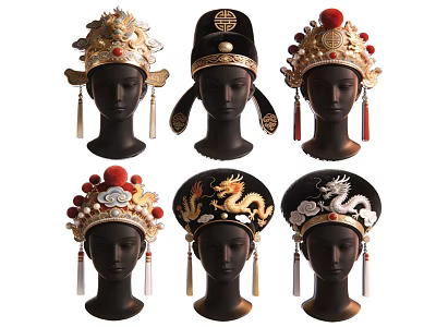 Traditional Chinese Headdress Ornaments With Dragon Patterns Jewelry And Tassels Decor 3d model