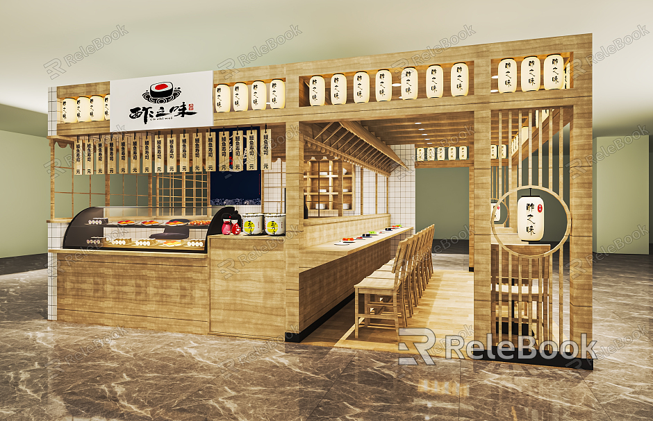 Japanese Restaurant Japanese Food Shop Door Dining Table and Chair Sushi Restaurant izakaya Lantern Curtain Snack Stall model