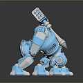 Blue Mechanical Robot 3D Model With Detailed Limbs And Components
