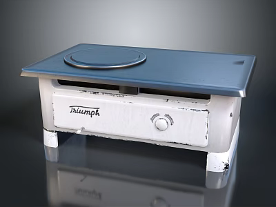 Philips Portable Electric Stove With Blue Top White Body Small Stand And Control Knob 3d model