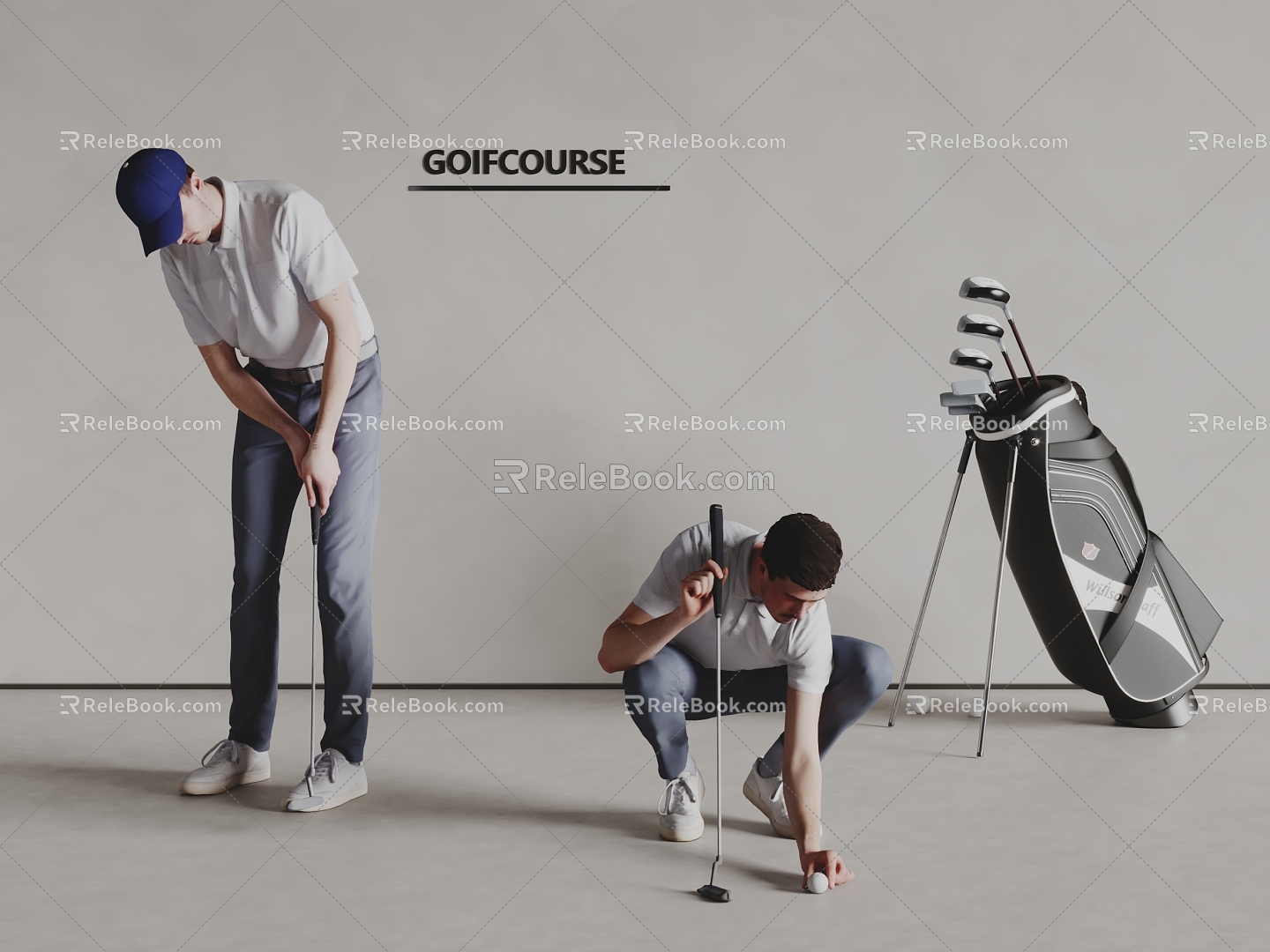 golfer golf club figure man golf sports equipment 3d model