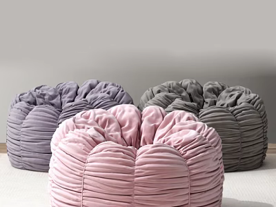 Velvet Pleated Lazy Sofa in Purple Pink Gray Colors for Comfortable Seating 3d model