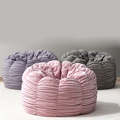 Velvet Pleated Lazy Sofa in Purple Pink Gray Colors for Comfortable Seating 3d model