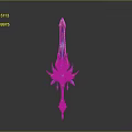 Ornate Fantasy Sword With Blue Golden Accents And Glowing Crystal Decorations